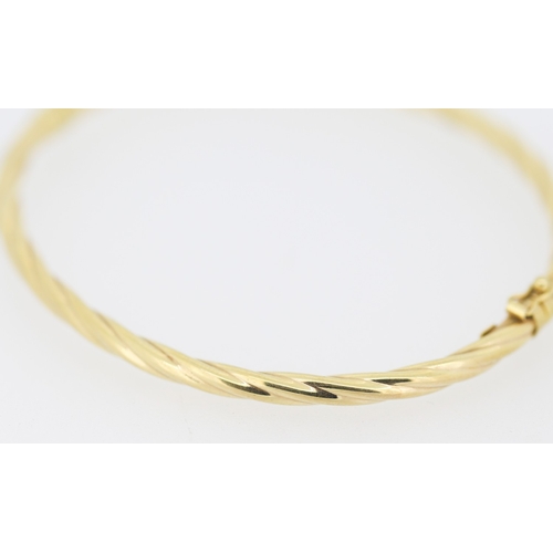 7 - 9 Carat Yellow Gold Twist Motif Bangle Bracelet Inner Width 6.5cm