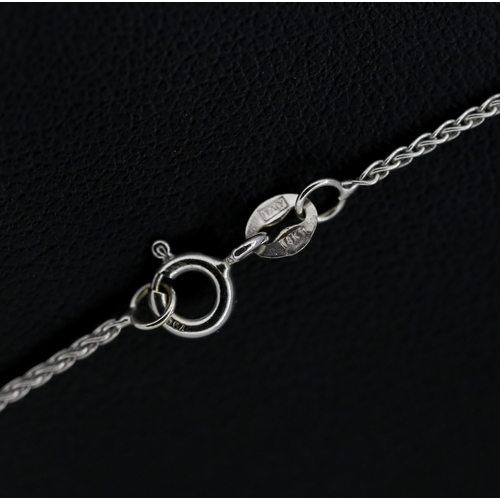 9 - Diamond Solitaire Ribbon Form Pendant Mounted in 18 Carat White Gold 1.5cm High Set on 18 Carat Whit... 