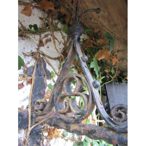 10 - Antique Wrought Iron Wall Mounted Bell Pull with Cast Brass Bell and Wrought Metal Bell Pull