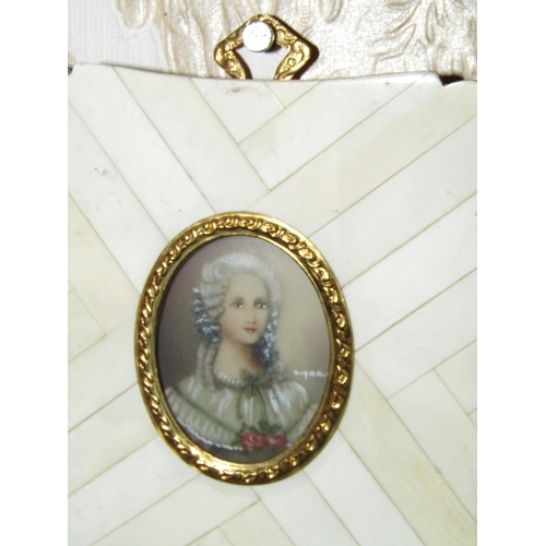 100 - Antique Portrait Miniature Ormolu Bound Approximately 4 Inches High