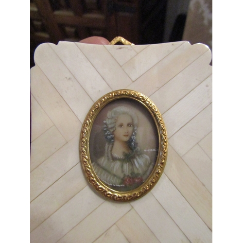 100 - Antique Portrait Miniature Ormolu Bound Approximately 4 Inches High