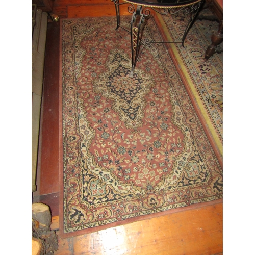 103 - Pure Wool Rug Ochre Ground with Patterned Borders Approximately 5ft 6 Inches Long x 3ft Wide