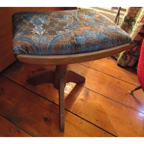 Vintage Piano Stool Upholstered Seat Adjustable Heights