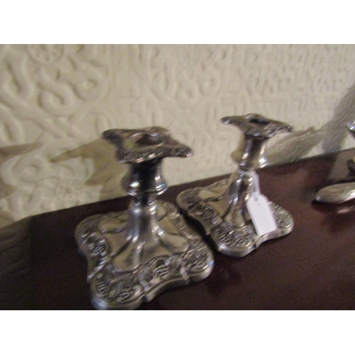 108 - Pair of Old Sheffield Plate Rococo Form Candle Rests