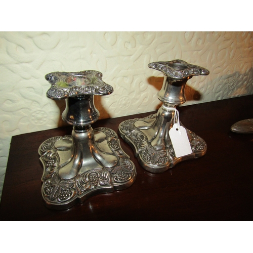 108 - Pair of Old Sheffield Plate Rococo Form Candle Rests