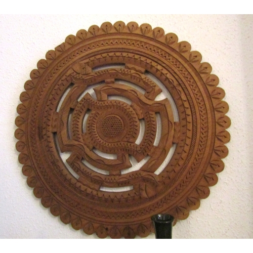 109 - Eastern Carved Hardwood Wall Piece Circular Form Approximately 26 Inches Diameter