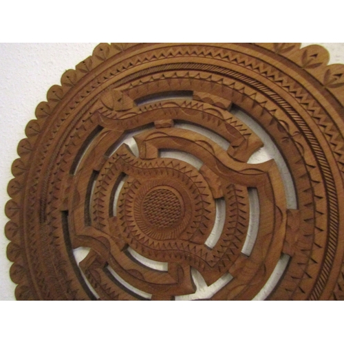 109 - Eastern Carved Hardwood Wall Piece Circular Form Approximately 26 Inches Diameter