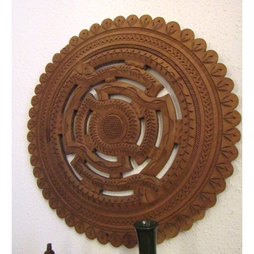 109 - Eastern Carved Hardwood Wall Piece Circular Form Approximately 26 Inches Diameter
