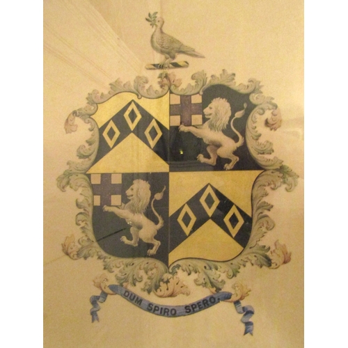 11 - Antique Family Crest Watercolour and Gilding Contained Within Original Gilt Lined Oak Frame Approxim... 