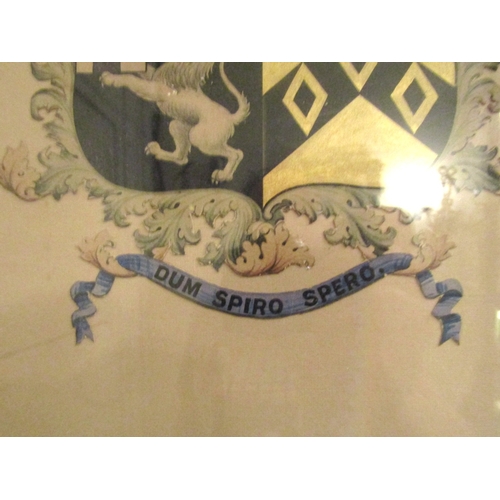 11 - Antique Family Crest Watercolour and Gilding Contained Within Original Gilt Lined Oak Frame Approxim... 