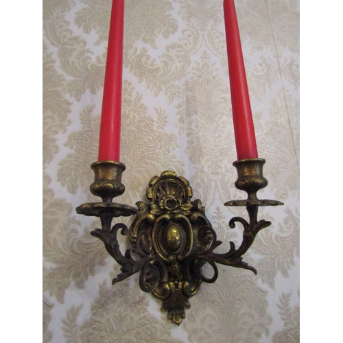 110 - Pair of Single Sconce Ormolu Wall Lights with Candles