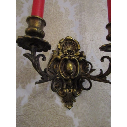 110 - Pair of Single Sconce Ormolu Wall Lights with Candles