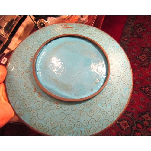 114 - Pair of Antique Cloisonne Chargers Floral and Avian Motif Decoration Each Approximately 14 Inches Di... 