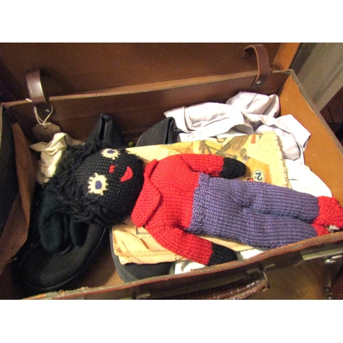 115 - Original World War II Child's Evacuation Suite Case Complete with Golliwog Comic Marbles, etc.