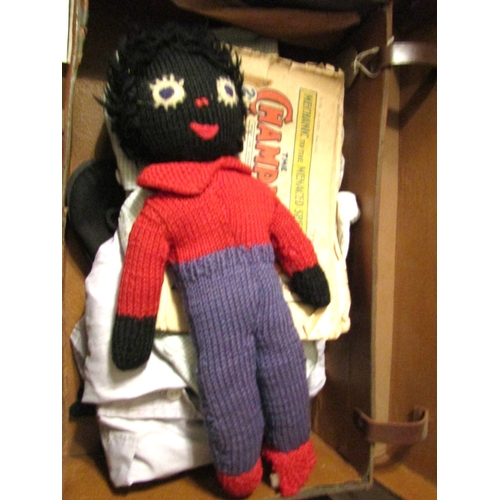 115 - Original World War II Child's Evacuation Suite Case Complete with Golliwog Comic Marbles, etc.