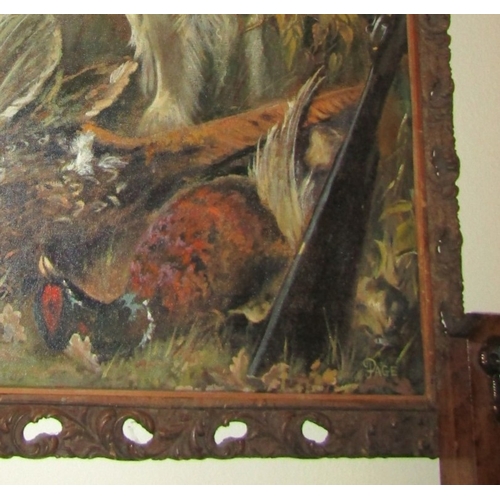 117 - Dog with Game Birds Oil on Canvas Approximately 30 Inches High x 25 Inches Wide Signed Lower Right
