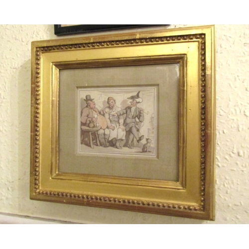 12 - Thomas Rowlandson (1756 - 1827) Original Watercolour Caricature People in Tavern Approximately 5 Inc... 