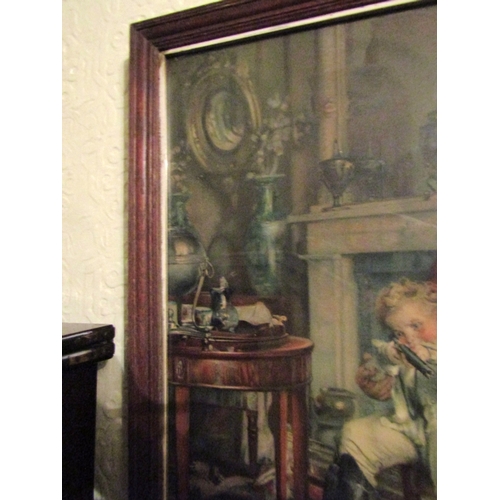 120 - Antique Pears Print Original Frame Fatherhood Approximately 22 Inches High x 18 Inches Wide