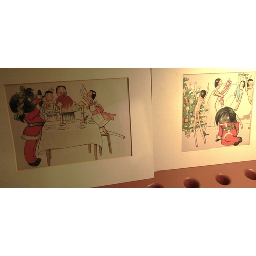 13 - Florence Kete Upton (1873 - 1922) 'The Golliwog's Christmas' Pair of Fine Art Prints Published 1907 ... 