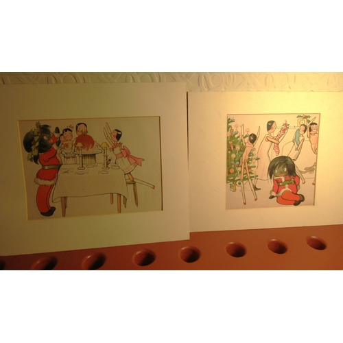13 - Florence Kete Upton (1873 - 1922) 'The Golliwog's Christmas' Pair of Fine Art Prints Published 1907 ... 