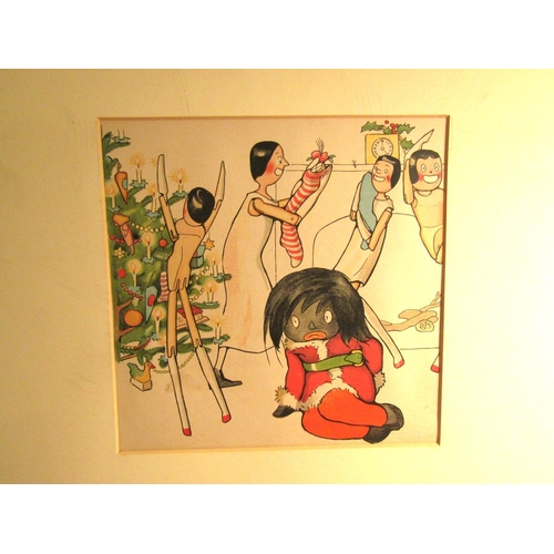 13 - Florence Kete Upton (1873 - 1922) 'The Golliwog's Christmas' Pair of Fine Art Prints Published 1907 ... 