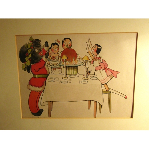 13 - Florence Kete Upton (1873 - 1922) 'The Golliwog's Christmas' Pair of Fine Art Prints Published 1907 ... 