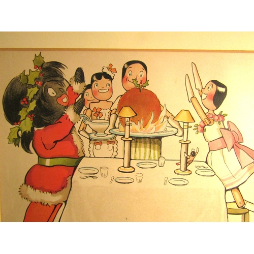 13 - Florence Kete Upton (1873 - 1922) 'The Golliwog's Christmas' Pair of Fine Art Prints Published 1907 ... 