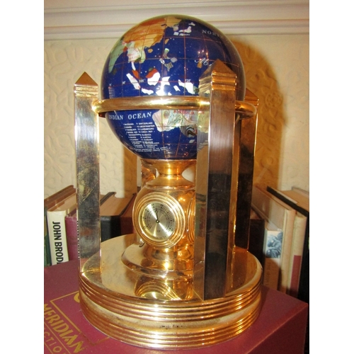 14 - Meridan Gem Set Polished Brass and Gilded Wall Clock Revolving Mechanism as New Original Presentatio... 