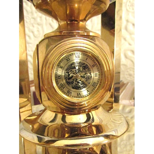 14 - Meridan Gem Set Polished Brass and Gilded Wall Clock Revolving Mechanism as New Original Presentatio... 