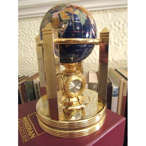 14 - Meridan Gem Set Polished Brass and Gilded Wall Clock Revolving Mechanism as New Original Presentatio... 