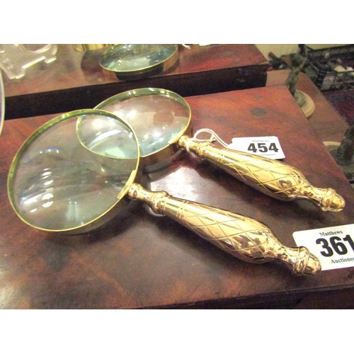 17 - Pair of Polished Brass Magnifying Glasses Full Size