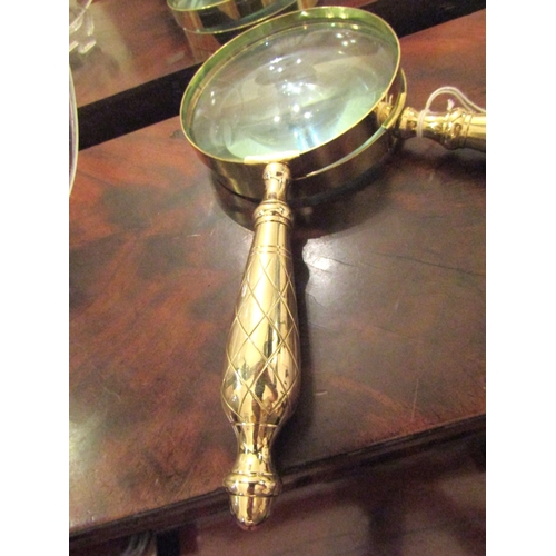 17 - Pair of Polished Brass Magnifying Glasses Full Size