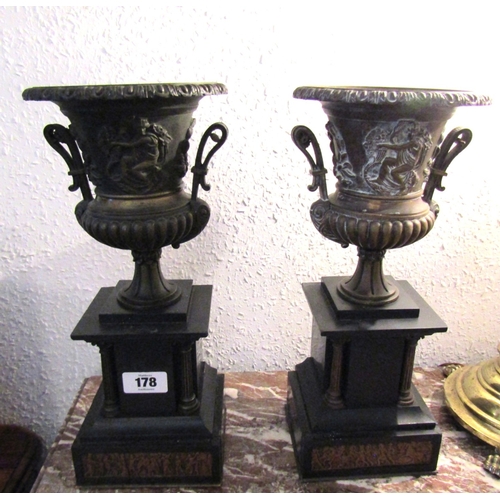 Pair of Neo Classical Gilded Bronze Urns Height 41cm Width 16cm Depth 13cm