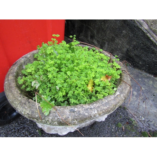 2 - Composite Stone Garden Urn Circular Form Swag Decoration Approximately 22 Inches Diameter