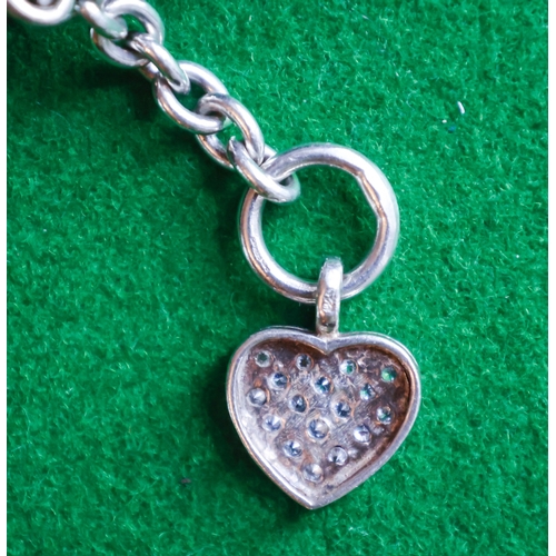 22 - Silver Ladies Necklace with Love Heart and T-Bar Clasp Full Length