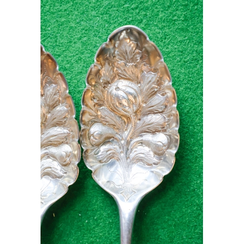 24 - Pair of Antique Silver Berrie Spoons Full Size