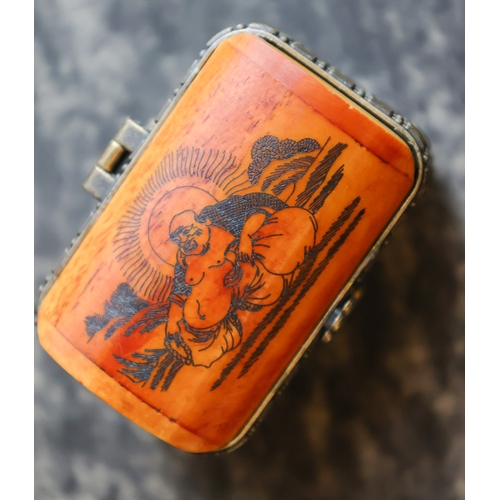 25 - Snuff Box Incised Detailing to Exterior Ormolu Mounts Approximately 6cm Wide x 7cm High