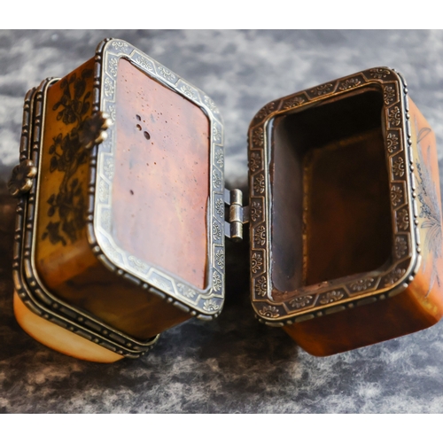 25 - Snuff Box Incised Detailing to Exterior Ormolu Mounts Approximately 6cm Wide x 7cm High