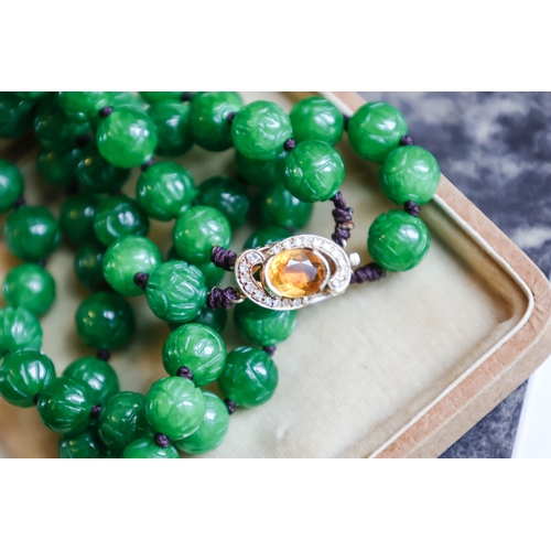 26 - Pearl Set Necklace with Citrine and Gem Stone Clasp Twin Strand