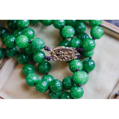 26 - Pearl Set Necklace with Citrine and Gem Stone Clasp Twin Strand