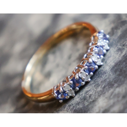 28 - Nine Carat Sapphire and Diamond Ladies Ring Band Size Q