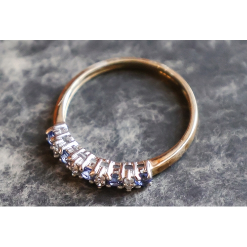 28 - Nine Carat Sapphire and Diamond Ladies Ring Band Size Q