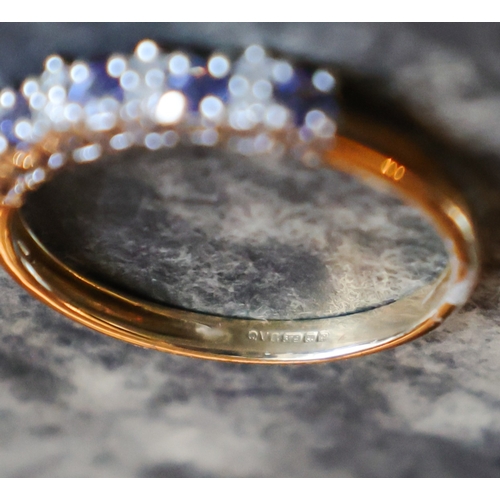 28 - Nine Carat Sapphire and Diamond Ladies Ring Band Size Q