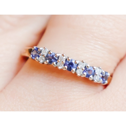 28 - Nine Carat Sapphire and Diamond Ladies Ring Band Size Q