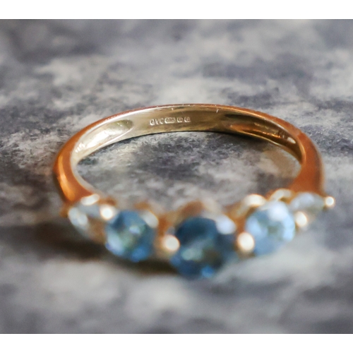 30 - Topaz Five Stone Nine Carat Yellow Gold Ladies Ring Band Size N