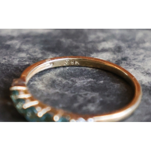 32 - Five Stone Nine Carat Yellow Gold Ring Band Size P