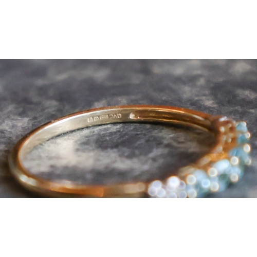 32 - Five Stone Nine Carat Yellow Gold Ring Band Size P