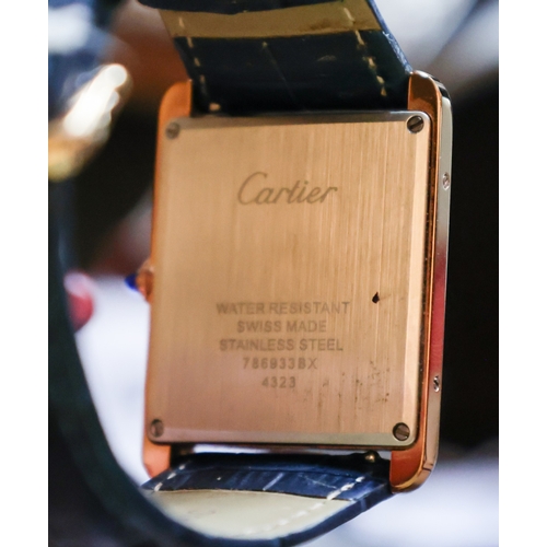 34 - Replica Cartier Louis Wristwatch Full Size Quartz Leather Strap Overall Good Condition