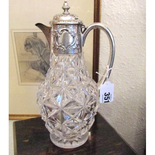 Solid Silver Topped Crystal Claret Jug Full Size