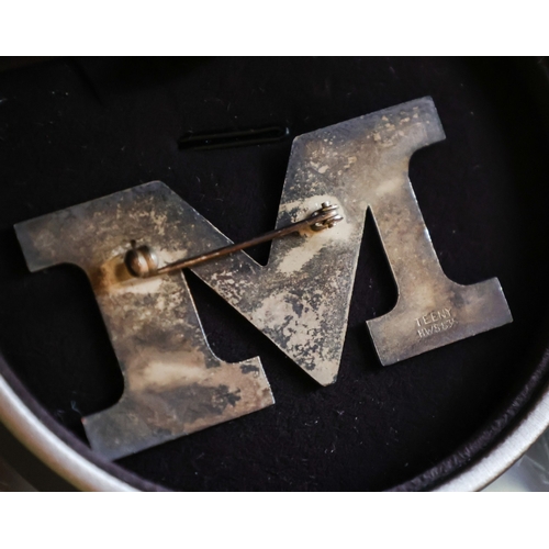 36 - Silver Ladies Brooch Letter M
